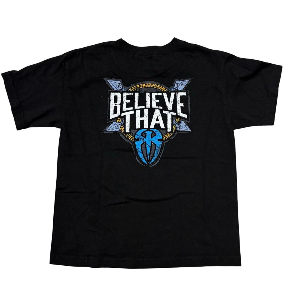 Roman Reigns WWE Authentic Spare No One Spear Everyone Youth Large Black T-Shirt - Picture 4 of 7